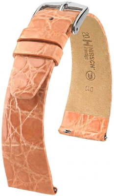 Leren horlogeband Hirsch Prestige L 02208022-2, oranje, krokodillenleer, lengte L, Quick Release