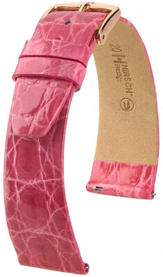 Leren horlogeband Hirsch Prestige L 02208025-7, roze, krokodillenleer, lengte L, Quick Release