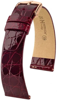 Leren horlogeband Hirsch Prestige L 02208060-7, rood, krokodillenleer, lengte L, Quick Release
