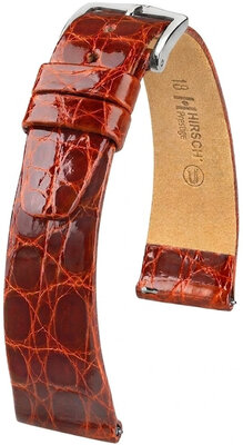 Leren horlogeband Hirsch Prestige L 02208070-2, bruin, krokodillenleer, lengte L, Quick Release
