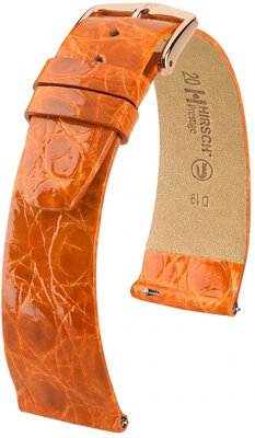 Leren horlogeband Hirsch Prestige L 02208076-7, oranje, krokodillenleer, lengte L, Quick Release