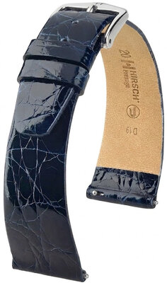 Leren horlogeband Hirsch Prestige L 02208080-2, blauw, krokodillenleer, lengte L, Quick Release