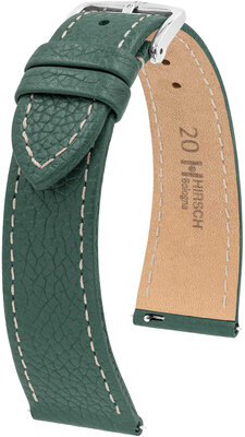 leren horlogeband Hirsch Bologna M 01802140-2, groen, kalfshuid, lengte M, Quick Release