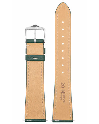 leren horlogeband Hirsch Bologna M 01802140-2, groen, kalfshuid, lengte M, Quick Release