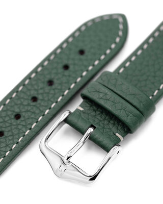 leren horlogeband Hirsch Bologna M 01802140-2, groen, kalfshuid, lengte M, Quick Release