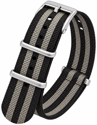 Textiel bandje Ricardo Ravenna premium, Black/Gray, NATO