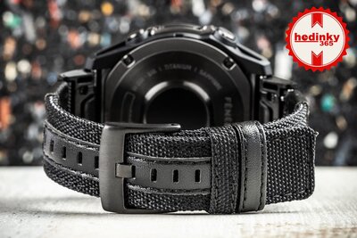 nylon horlogeband Ricardo 26mm (voor Garmin Fenix 8/7X/6X (51mm), Tactix, enz.), zwart, QuickFit
