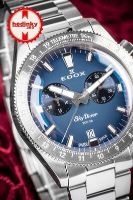 Edox SkyDiver Chronograph Quartz 10116-3-buidn Limited Edition 1000pcs ( + reserveriempje )