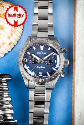 Edox SkyDiver Chronograph Quartz 10116-3-buidn Limited Edition 1000pcs ( + reserveriempje )