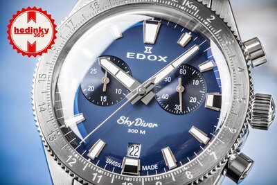 Edox SkyDiver Chronograph Quartz 10116-3-buidn Limited Edition 1000pcs ( + reserveriempje )