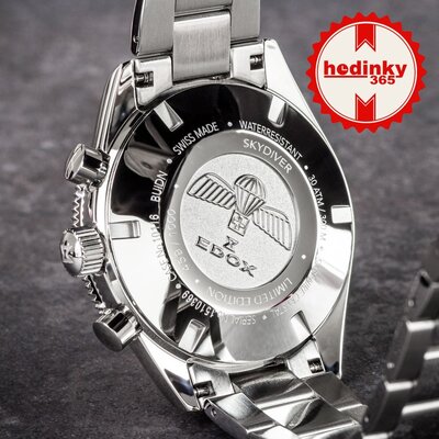 Edox SkyDiver Chronograph Quartz 10116-3-buidn Limited Edition 1000pcs ( + reserveriempje )